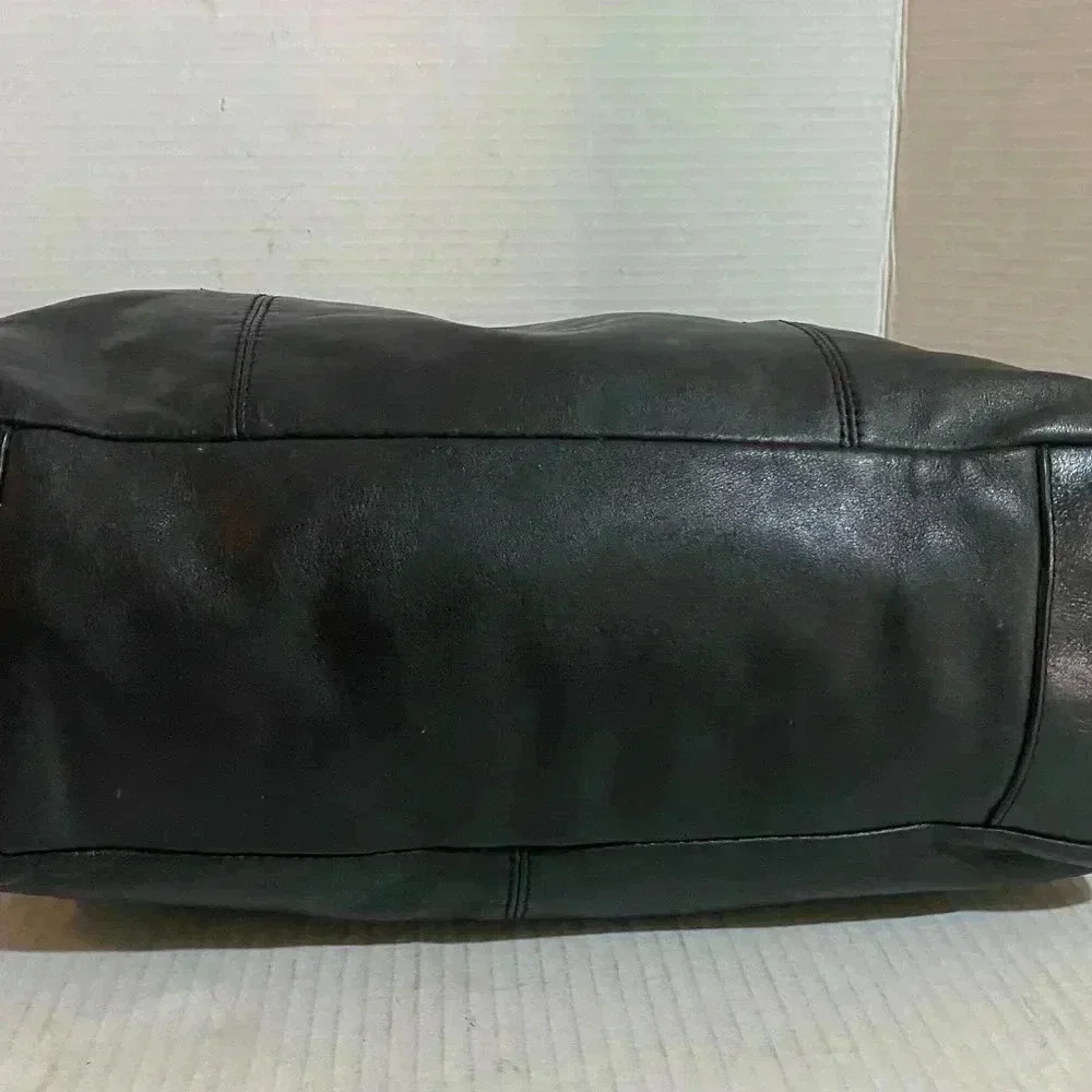 Coach black leather satchel handbag